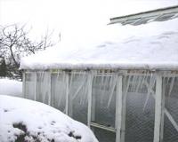 Leg eens wat sneeuw in de groentekas.